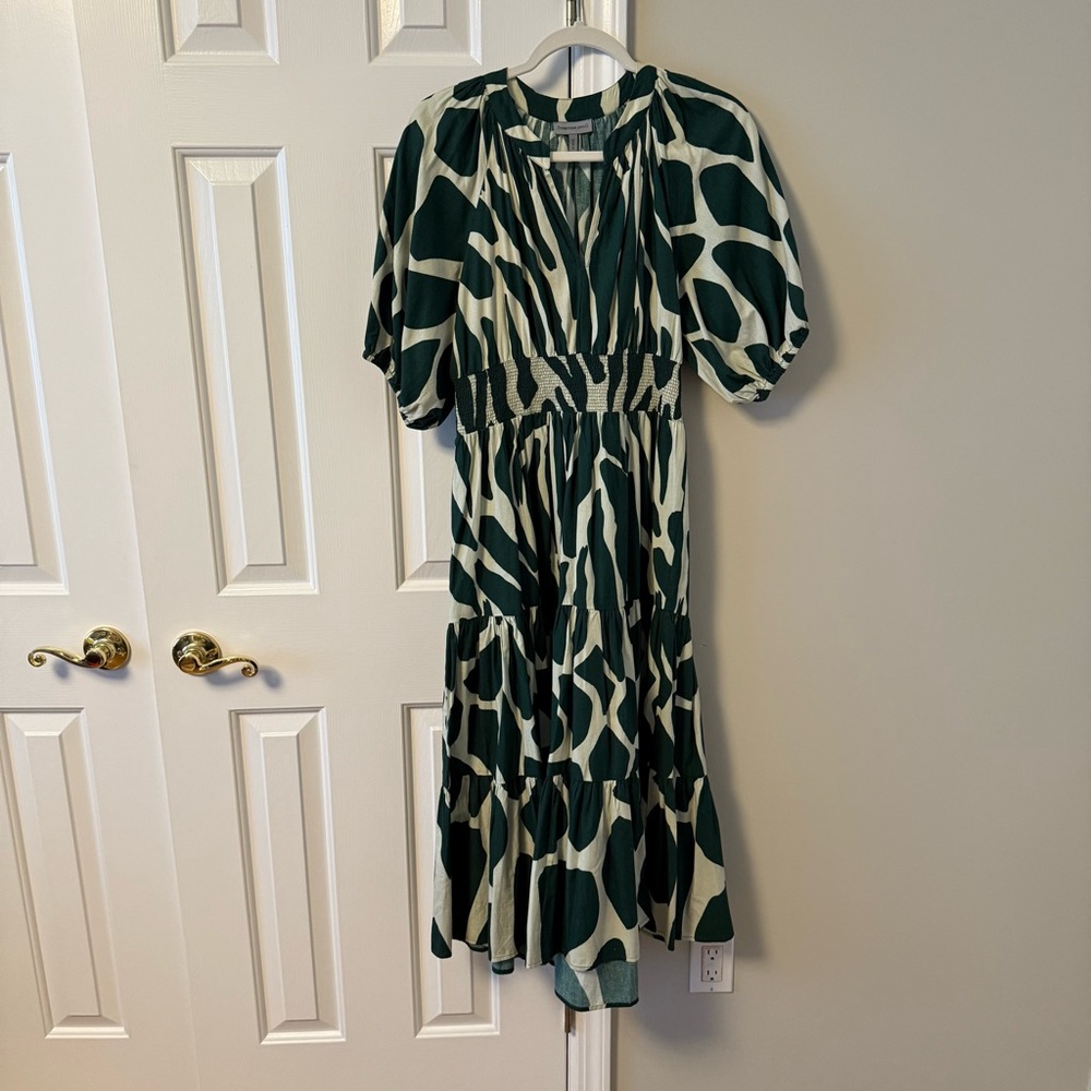 Anthropologie Elegant Green Patterned Dress